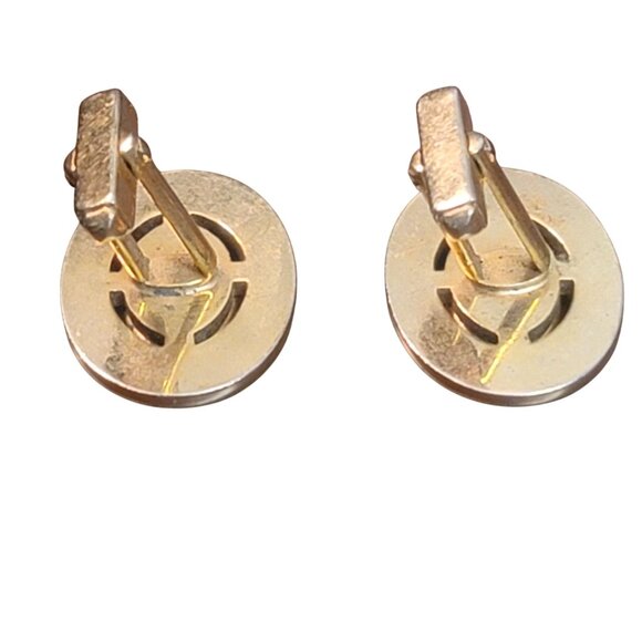 Vintage Anson Goldstone Oval Cufflinks Gold Tone Sparkling Sun Sitara Stone - Picture 5 of 8